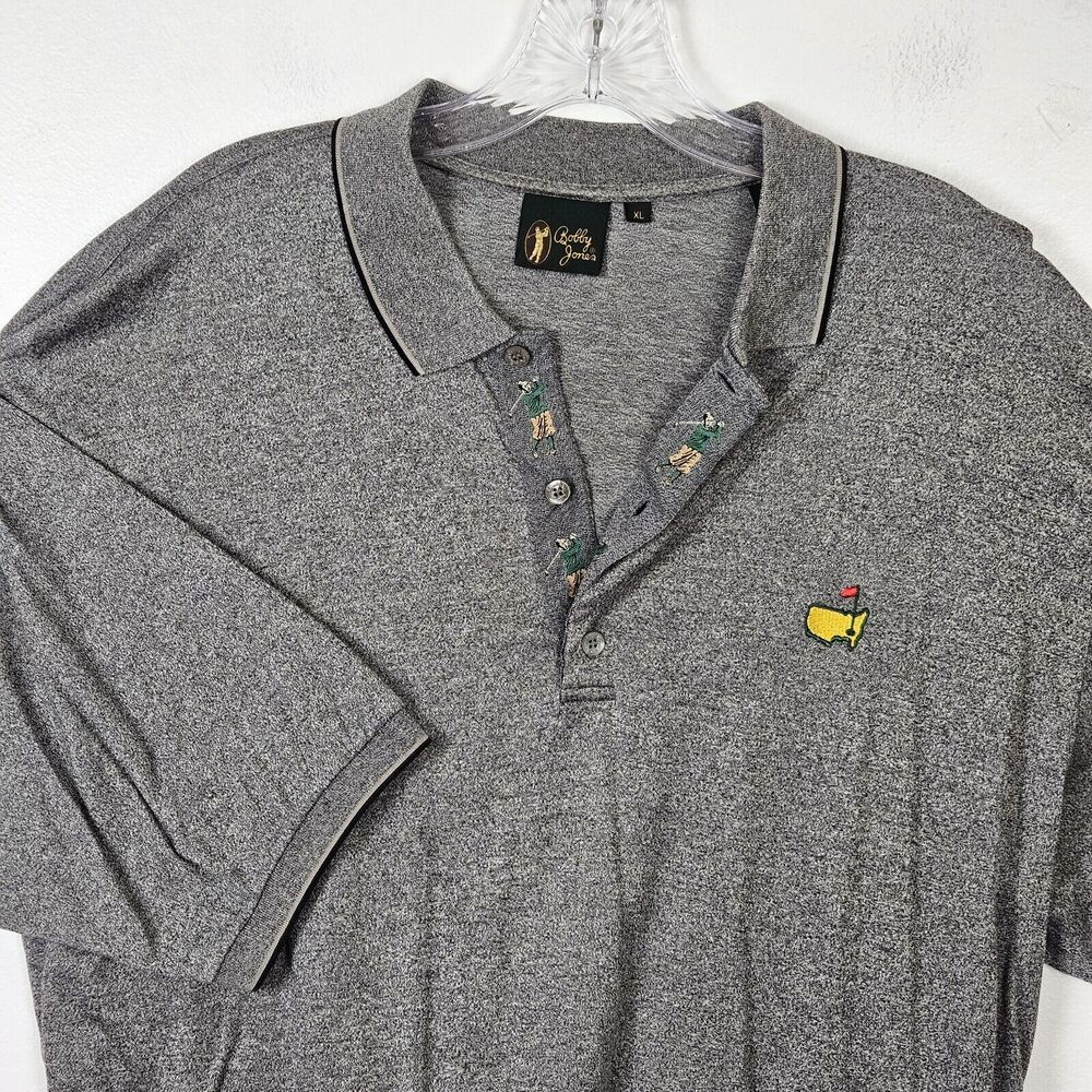 PGA Masters BOBBY JONES Polo Shirt Mens XL Heather Gray Golf Lightweight Cotton